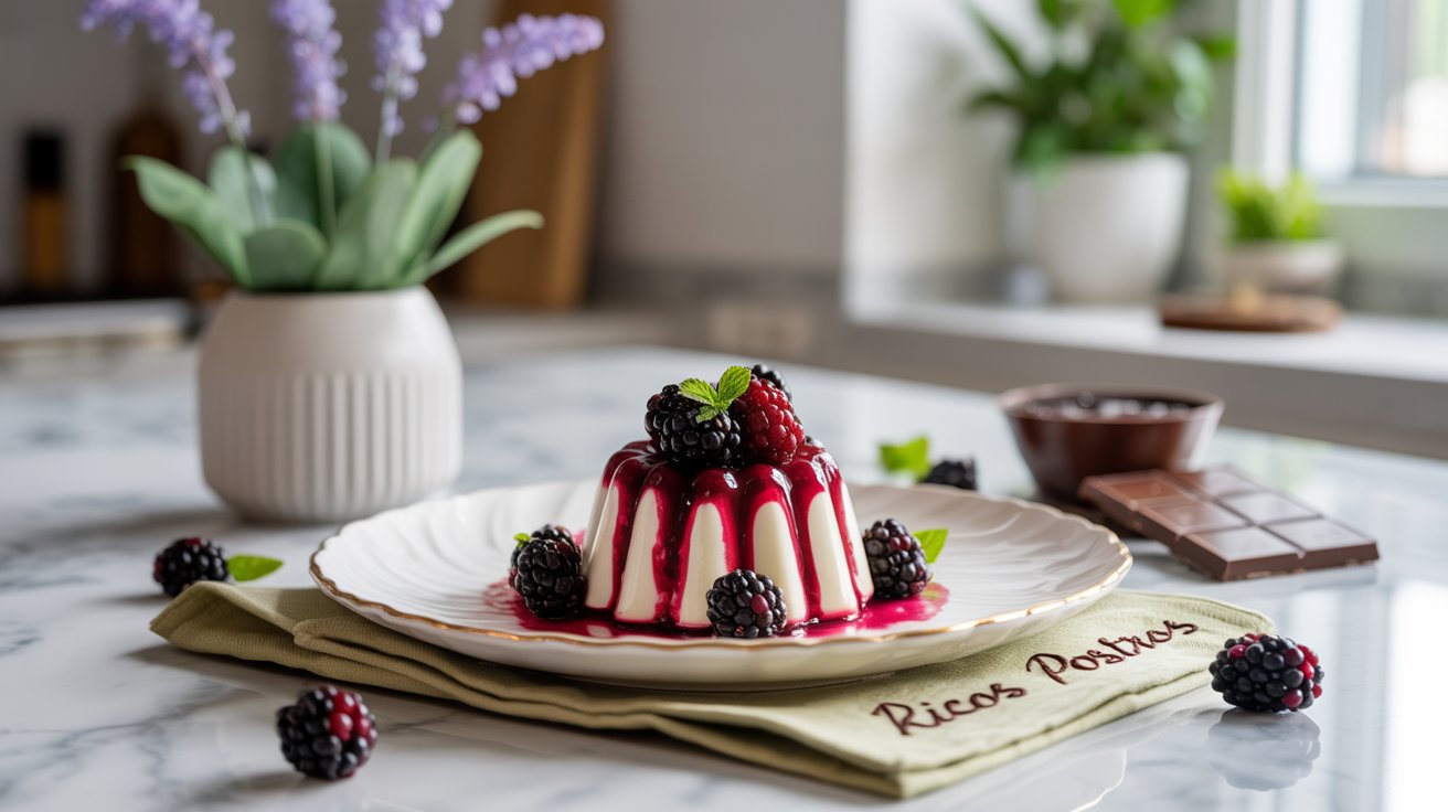 Gelatina de Chocolate Blanco con Zarzamoras