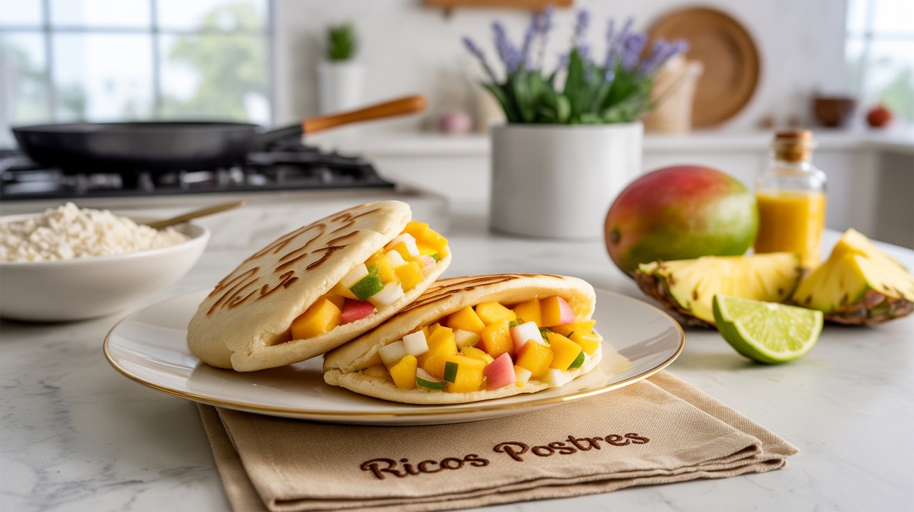 Arepas de Maíz Dulce con Relleno de Frutas Tropicales, Receta Veracruzana