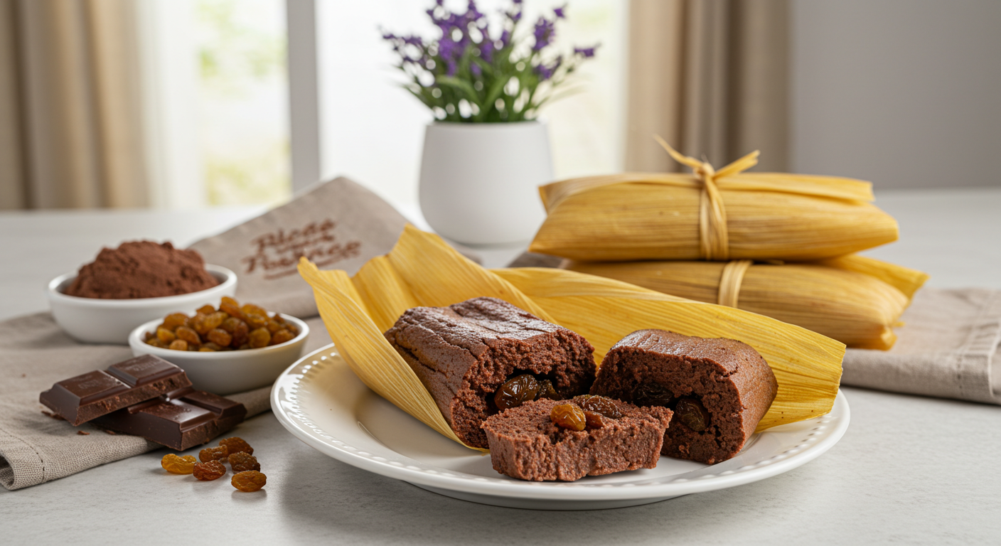Tamales de Chocolate con Pasas