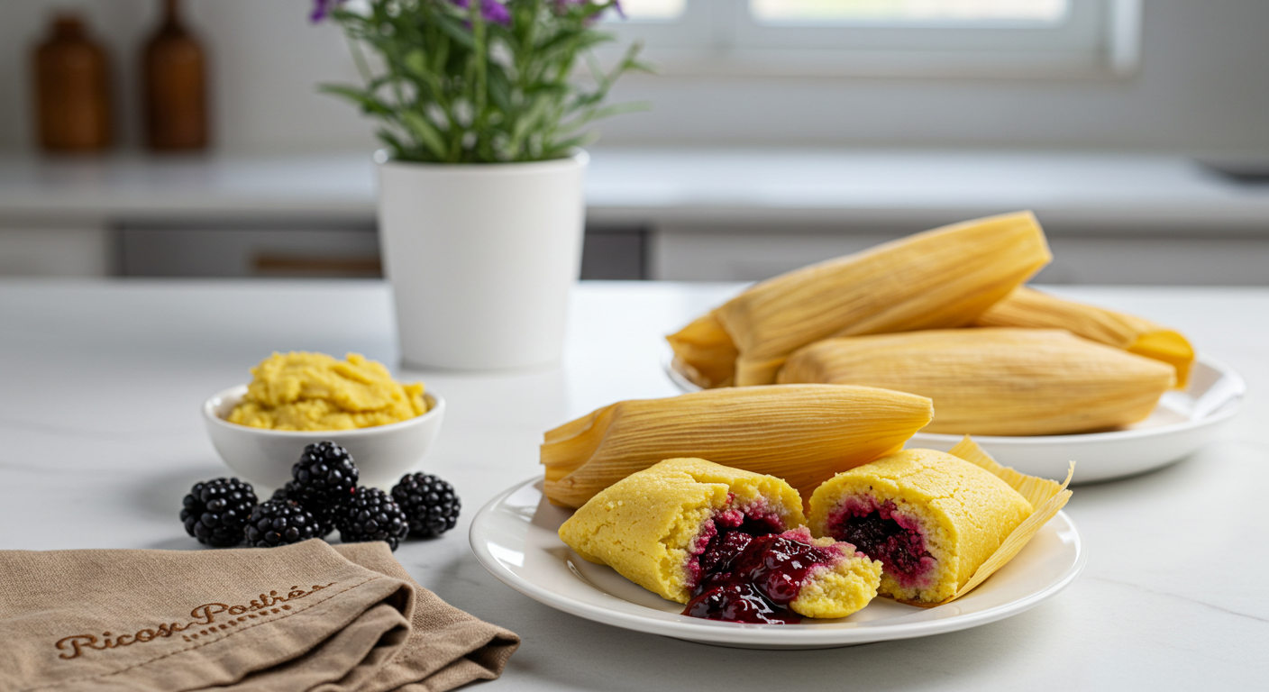 Tamales de Zarzamora con Crema de Coco, Receta de Michoacán