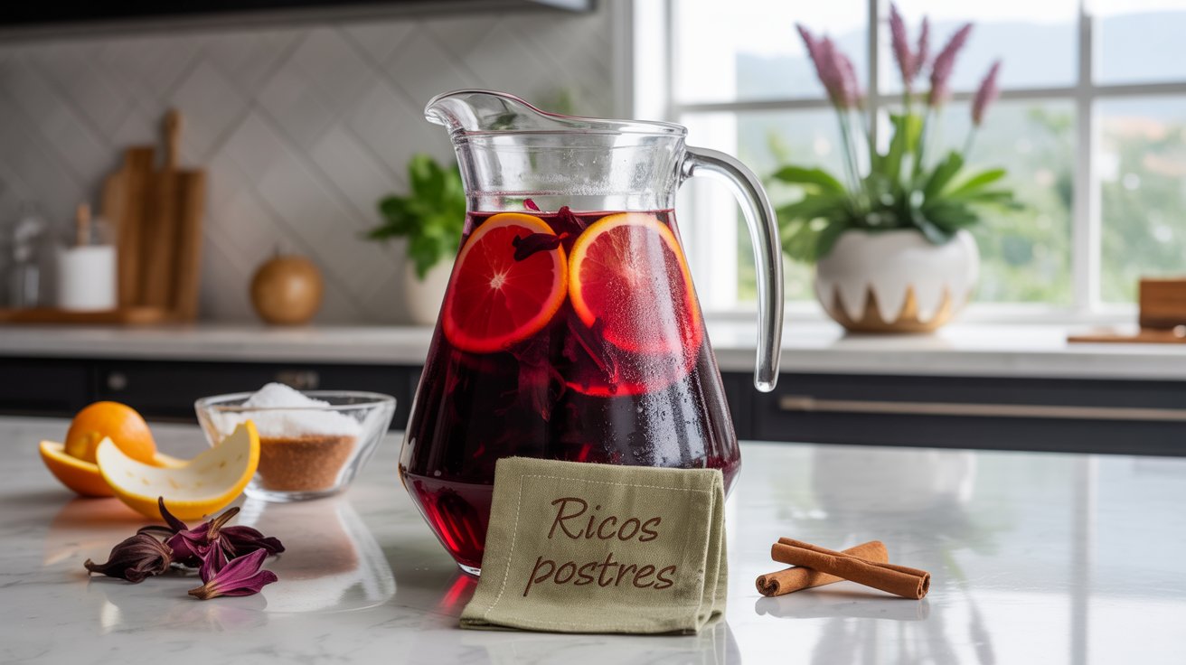 Agua de Jamaica con Trozos de Naranja y Toque Oaxaqueño