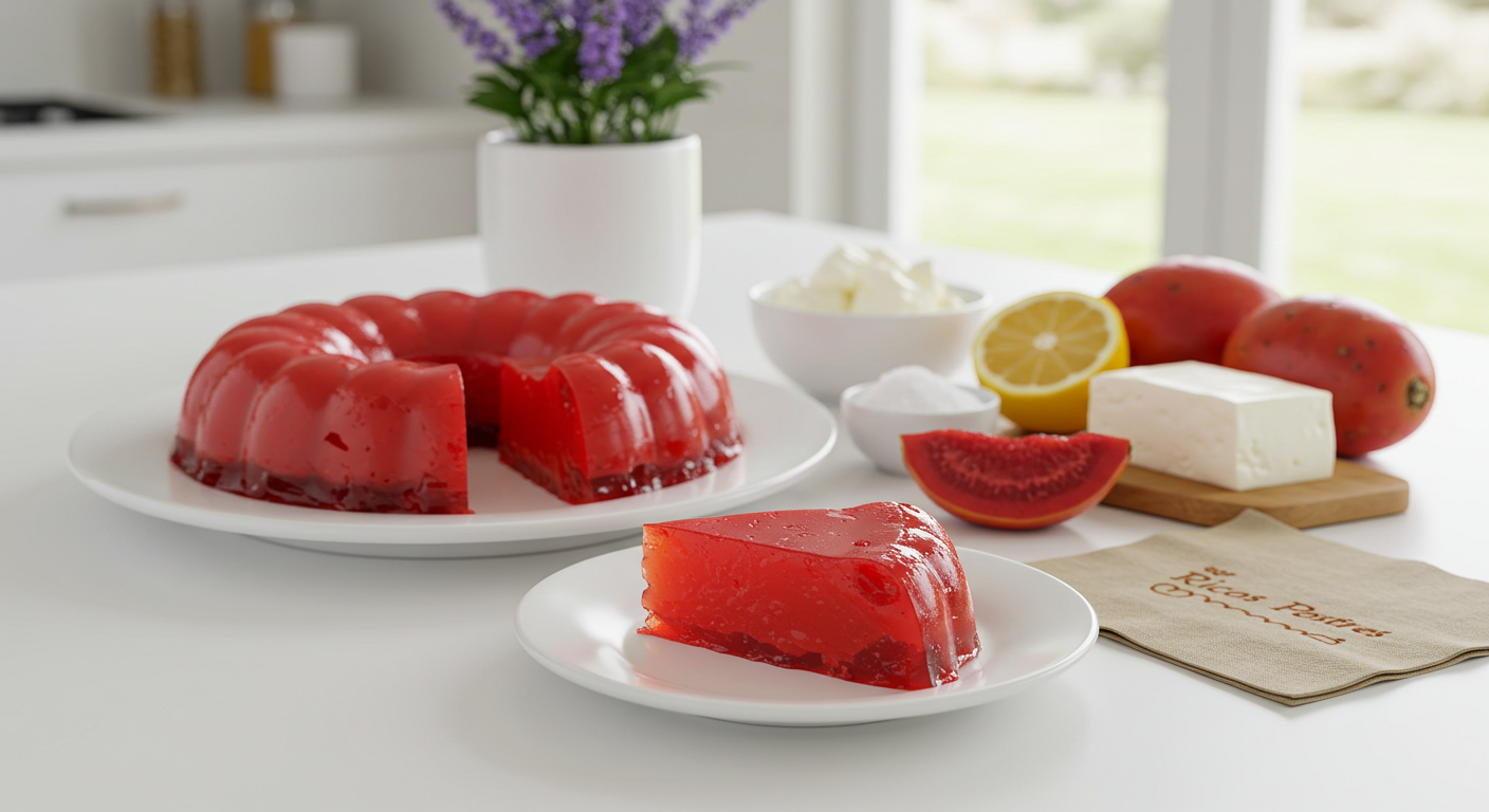 Gelatina de Tuna y Queso Crema, Inspirada en Durango