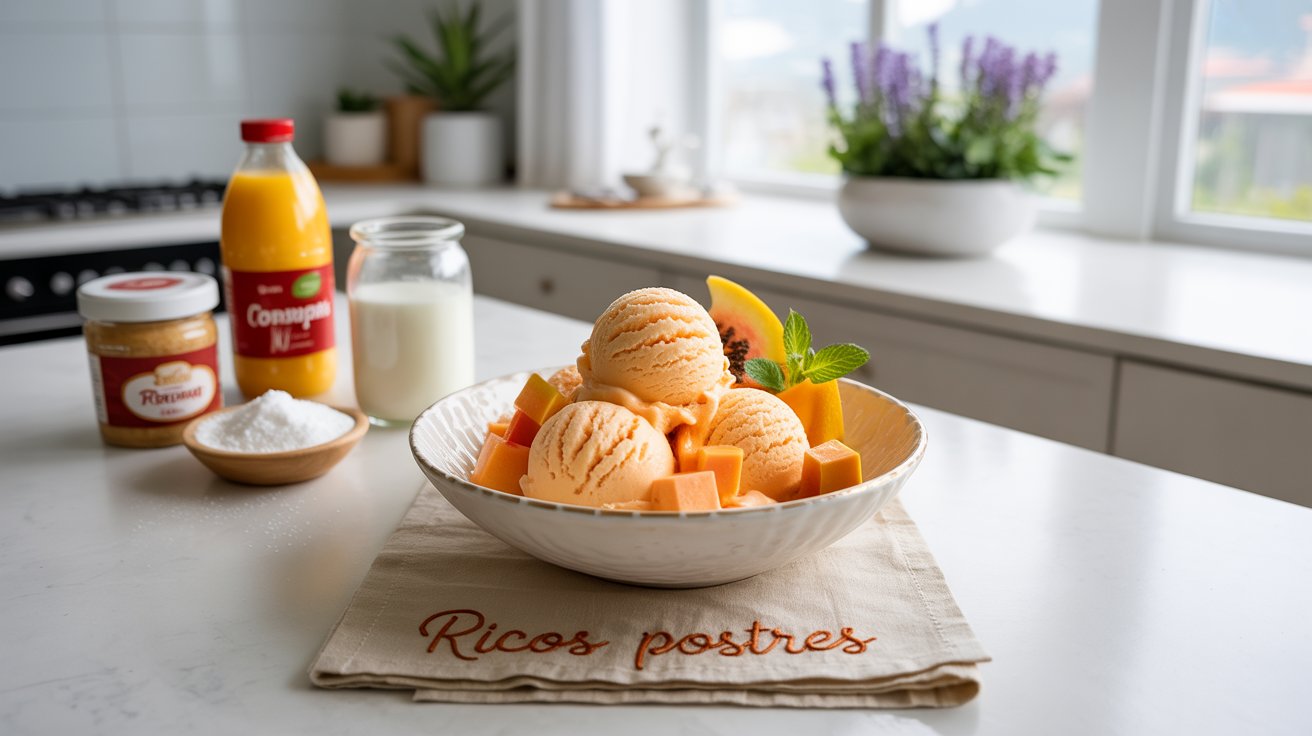 Helado Artesanal de Papaya y Naranja Yucateca