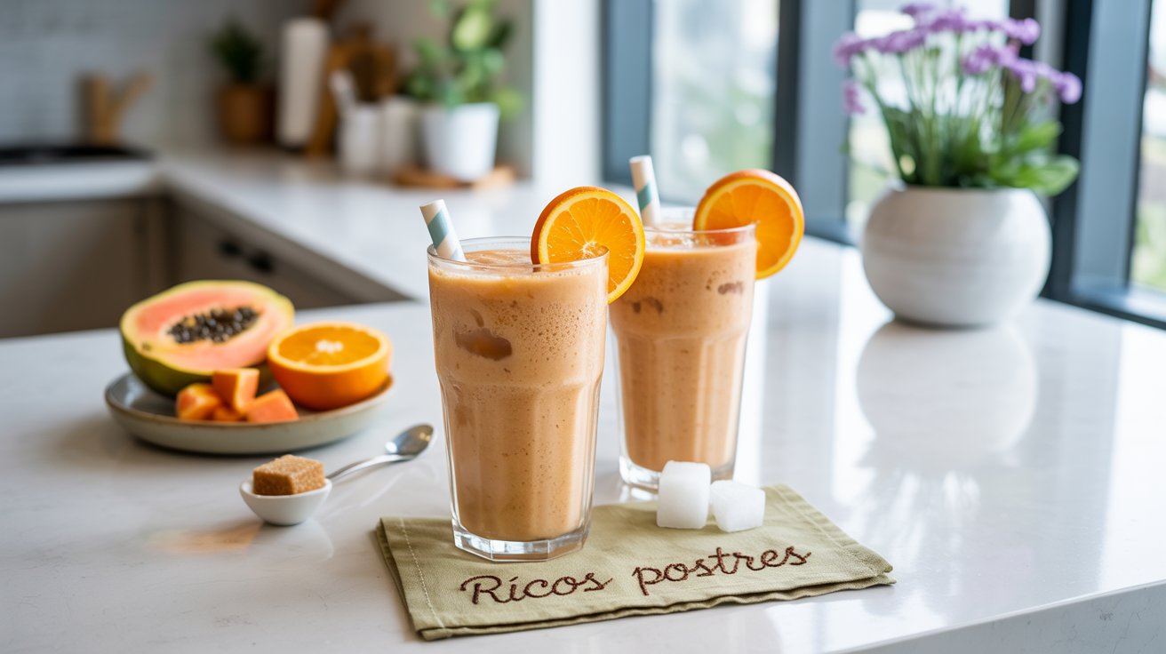 Licuado de Papaya y Naranja con Leche de Coco, Inspirado en Quintana Roo