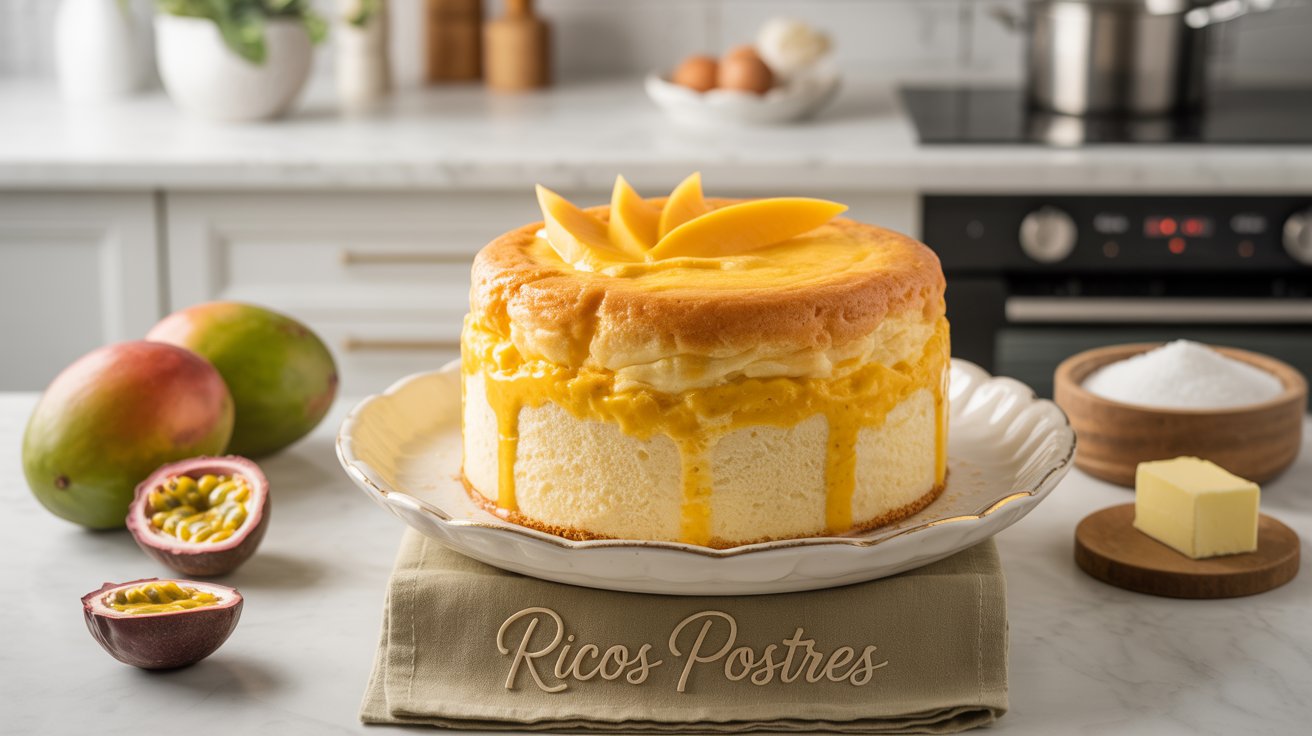 Soufflé de Mango y Maracuyá con Base de Bizcocho, Inspiración Veracruzana