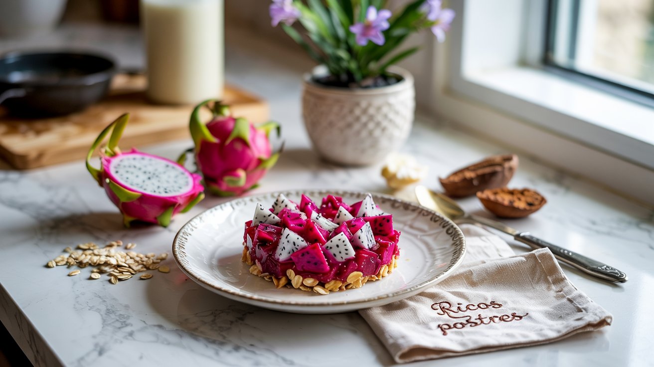 Tarta de Pitahaya con Base de Avena, Sabores de Baja California