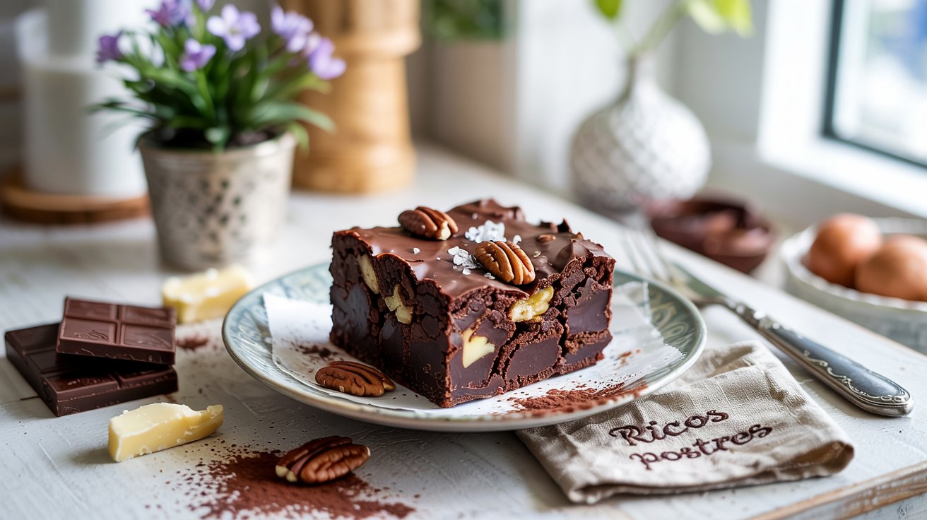 Brownies de Chocolate Amargo con Caramelo de Piloncillo y Flor de Sal, Receta de Chiapas