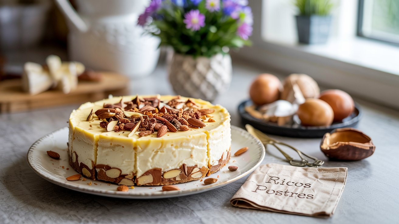 Cheesecake de Piloncillo con Base de Bizcocho de Almendras, Inspiración Michoacana