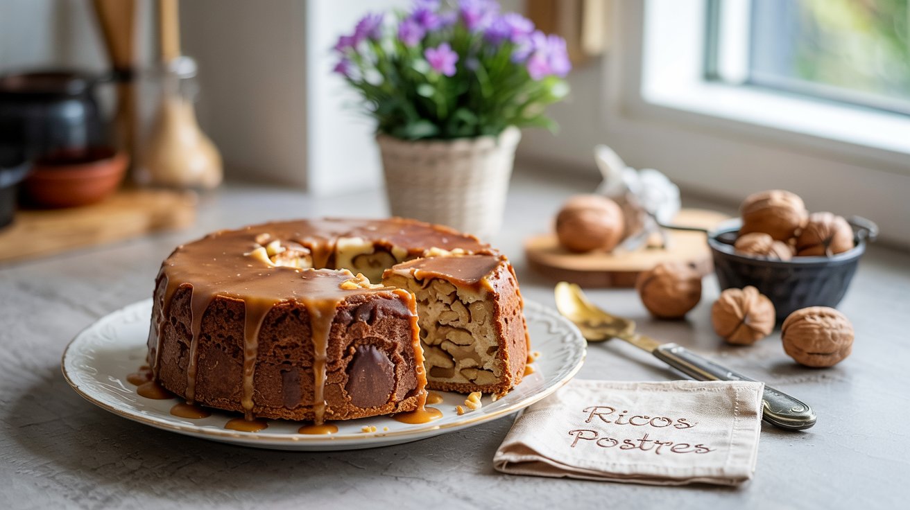 Pastel de Nuez de Castilla con Glaseado de Piloncillo