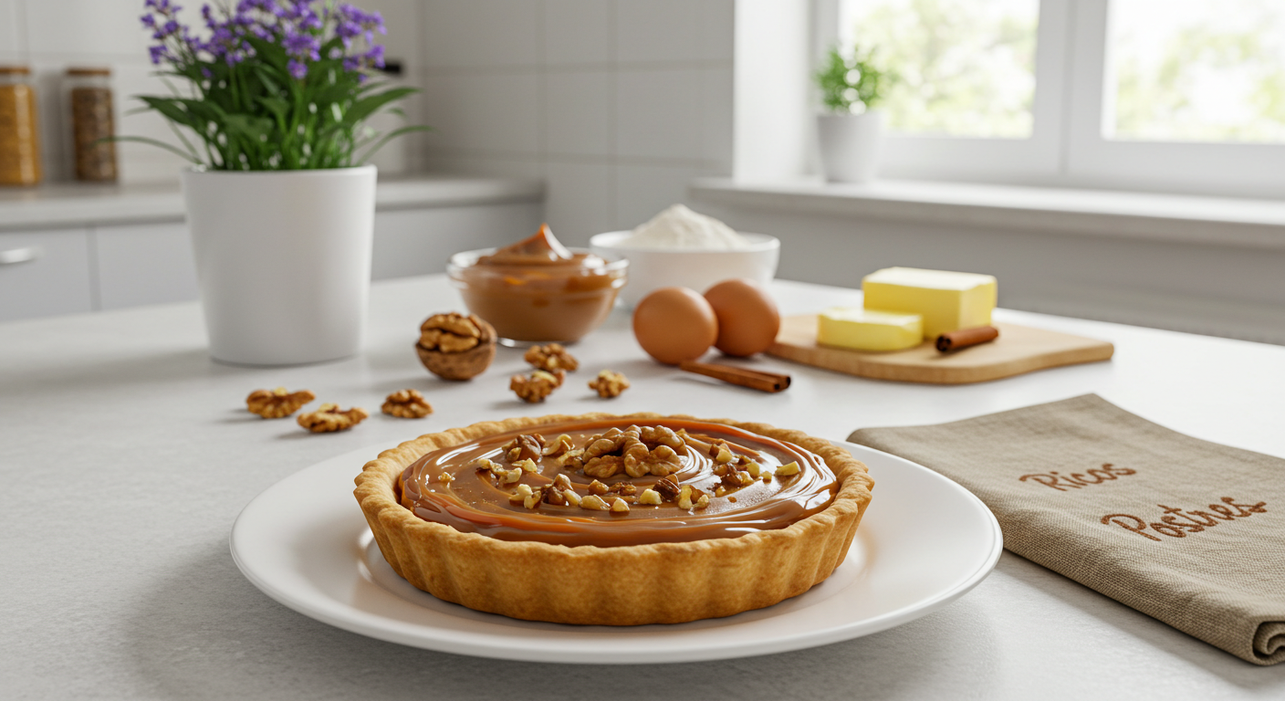Tarta de Nuez de Castilla con Dulce de Leche y Especias, Receta de Durango